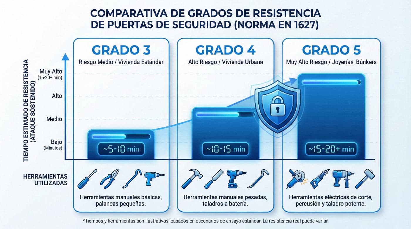 Gráfico comparativo de grados de resistencia EN-1627