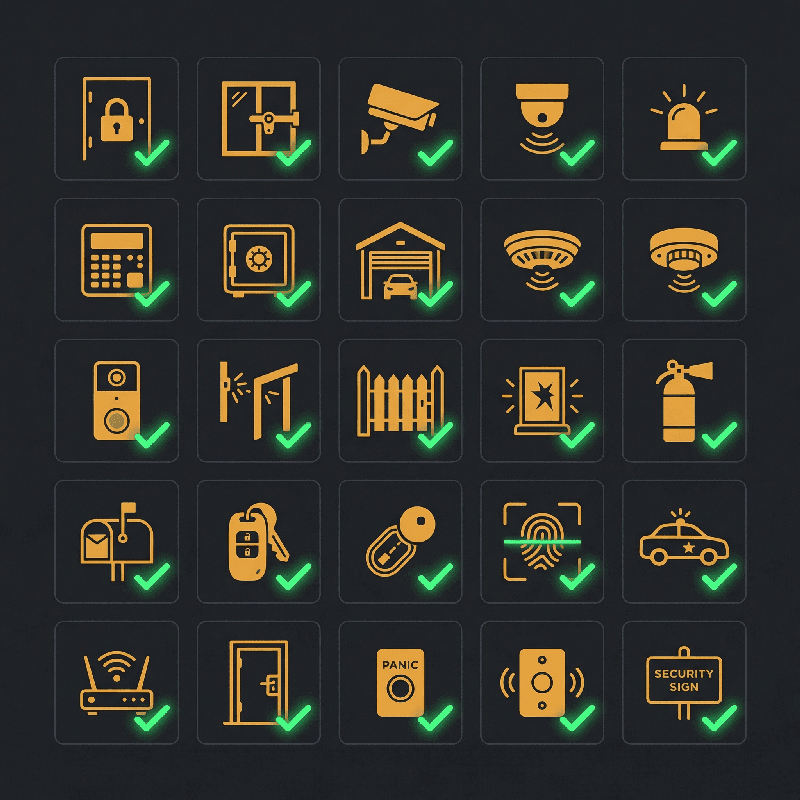 Checklist visual de 25 elementos de seguridad para viviendas unifamiliares