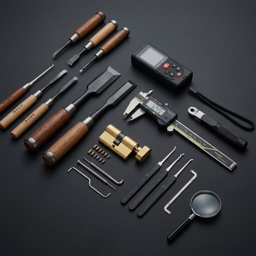 Herramientas de precisión para instalación de cerraduras